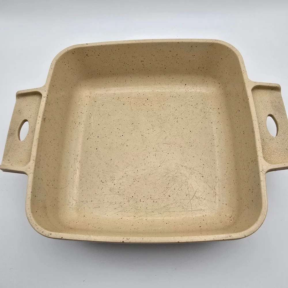 LittonWare Casserole Dish Set Tan Speckled Square Oven Microwave 39274 / 39271